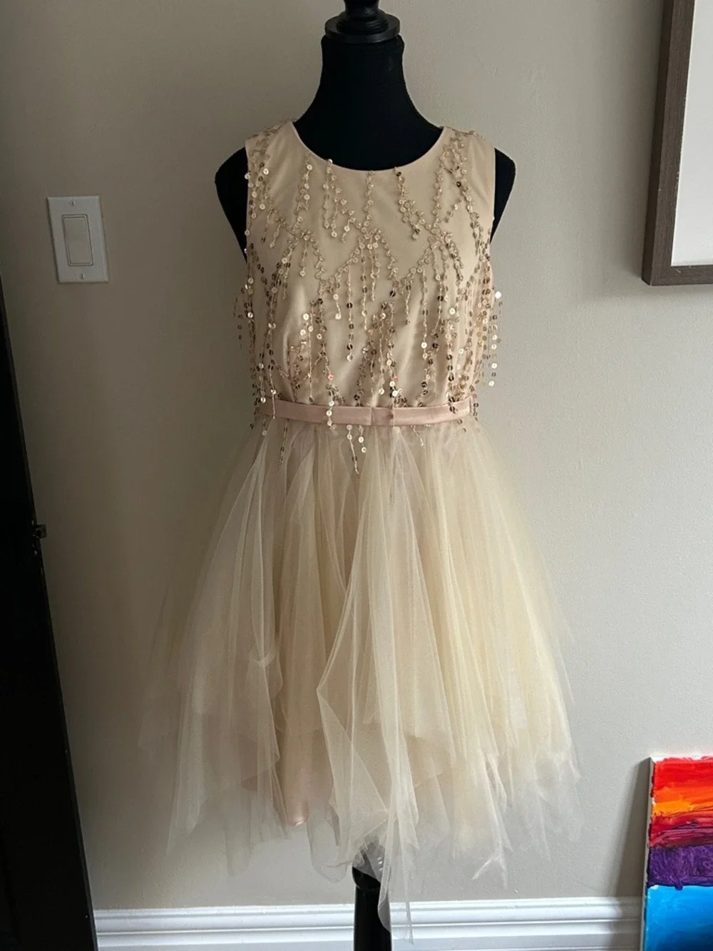 le chateau gold dress Suzy Shier Crinkle Metallic Knit Fit & Flare Gown